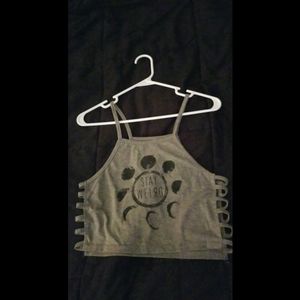 Stay weird crop tank top